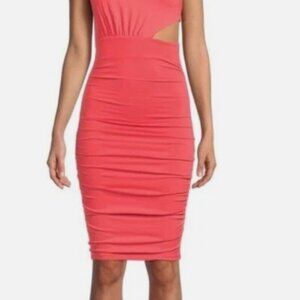 Susan Monaco Shirred cut-out one shoulder midi